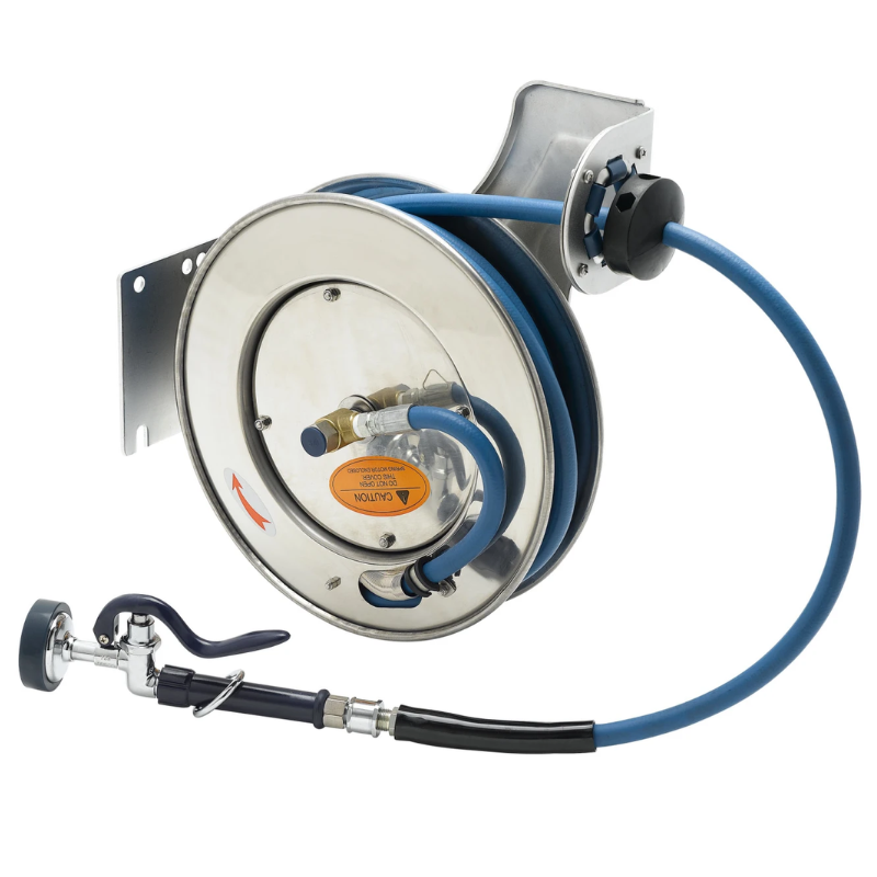 Hose Reel, Open, Stainless Steel,35'Hose,3/8"ID with Spray Valve(B-7132-01)