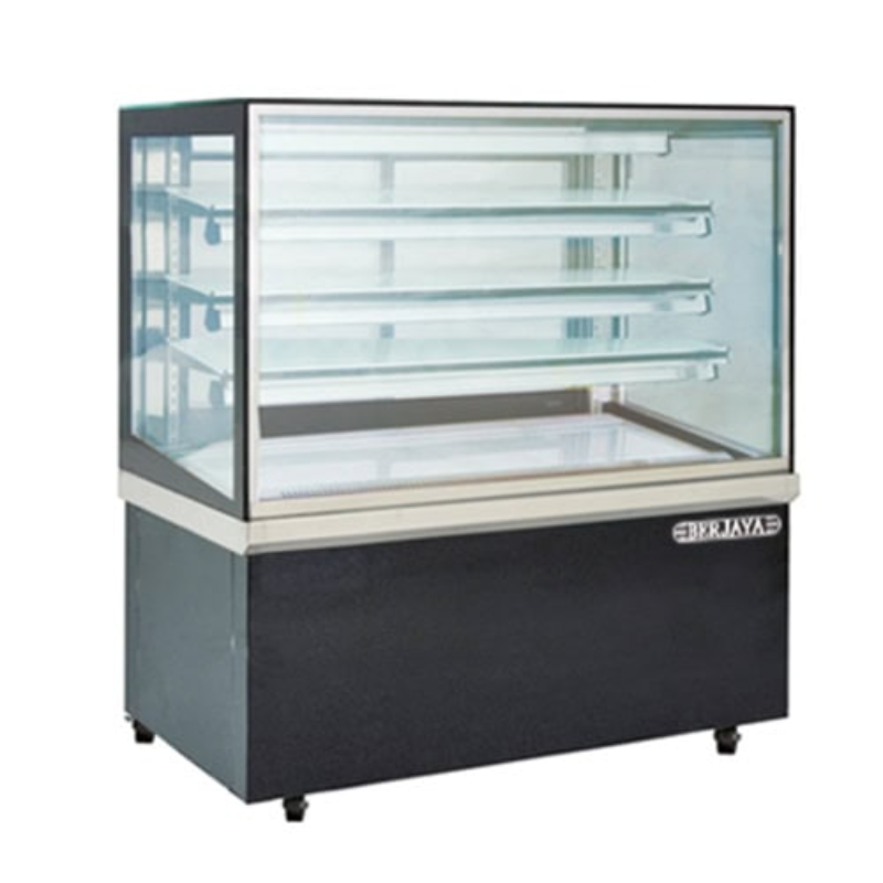 S/s Rectangular Hot Display Warmer-5 feet c/w Heater-silver frame with black vinyl 3 shelves