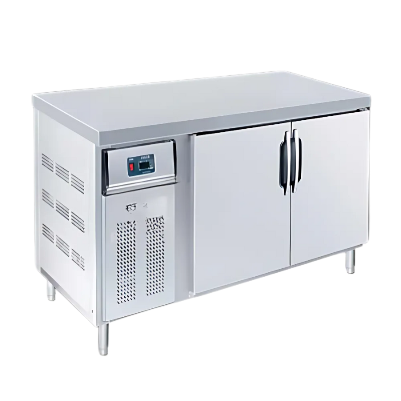S/S 2 Door Counter Freezer With 4 Shelf C Handle & 6 Feet Blower System