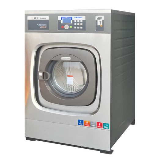 20KG High Spin Washer Extractor with touchscreen control, G-Factor 126, 14kW power and electric, steam or hot-water heating options. Made in Italy for professional commercial laundry applications.