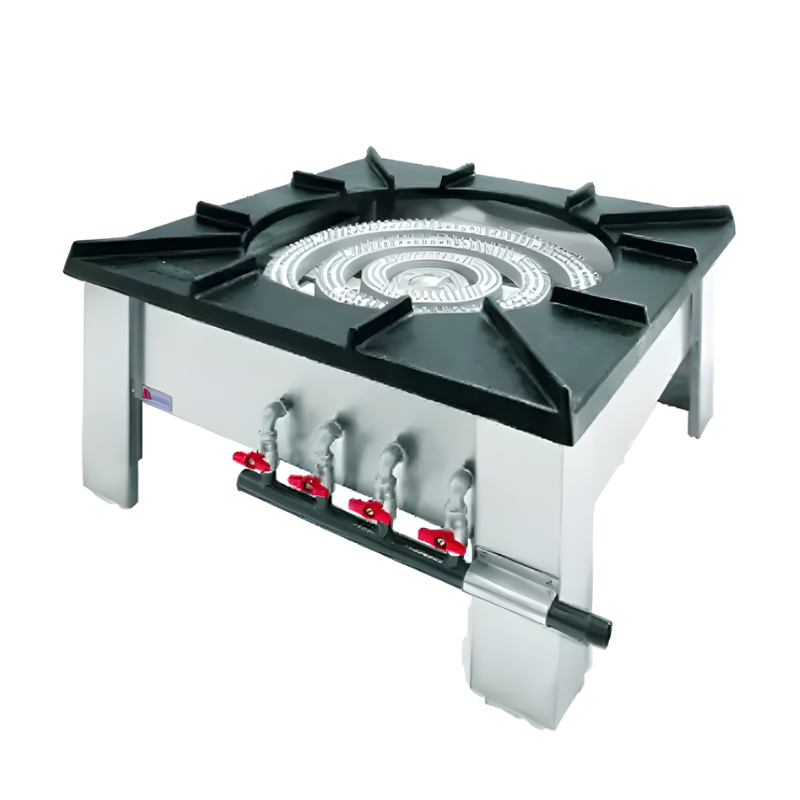Heavy Duty Stainless-steel Gas Pot Stove (Top Iron Plate Stand 4 ring)