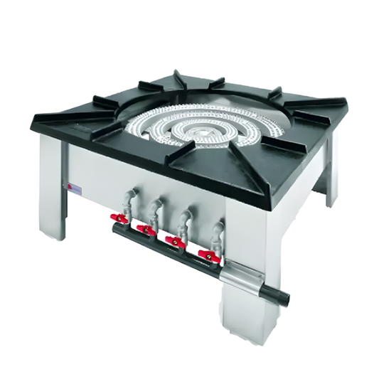 Heavy Duty Stainless-steel Gas Pot Stove (Top Iron Plate Stand 4 ring)