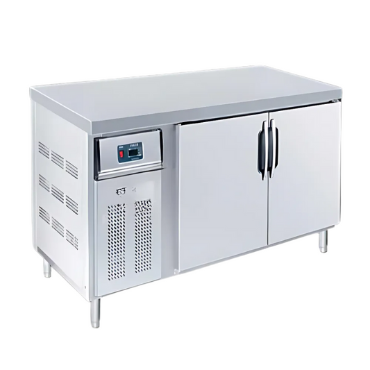S/S 2 Door Counter Freezer With 4 Shelf C Handle & 4 Feet Blower System