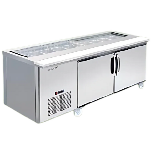 S/S 2 Door Salad Sandwich Counter- Solid Door Blower System - C Handle