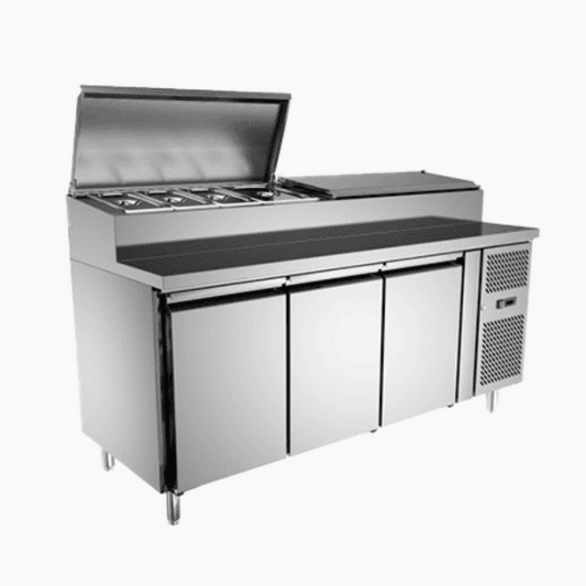 S/S 3 Door Pizza Counter-Solid Door Blower System 