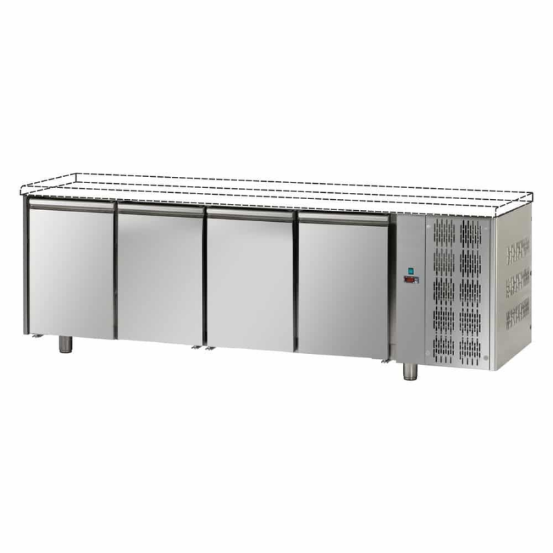 Tavolo S/S 4 Door Chiller -No Back Splash  W/ Built-In Condensing Unit, Working Table