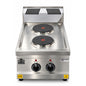 commercial countertop electric plate cooker with two cooking plates and stainless steel body