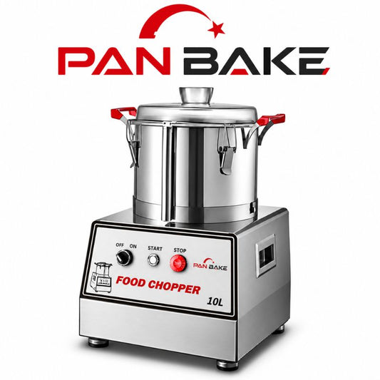Pan Bake PB-FC10 commercial 10-liter food chopper and hummus making machine with 1100W motor and 1400 RPM speed