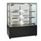 custom-made heated food display warmer with 3 shelves, AISI 304 stainless steel and three-sided glass display, made in UAE