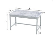 Stainless Steel Working Table No Splash with Marble Top