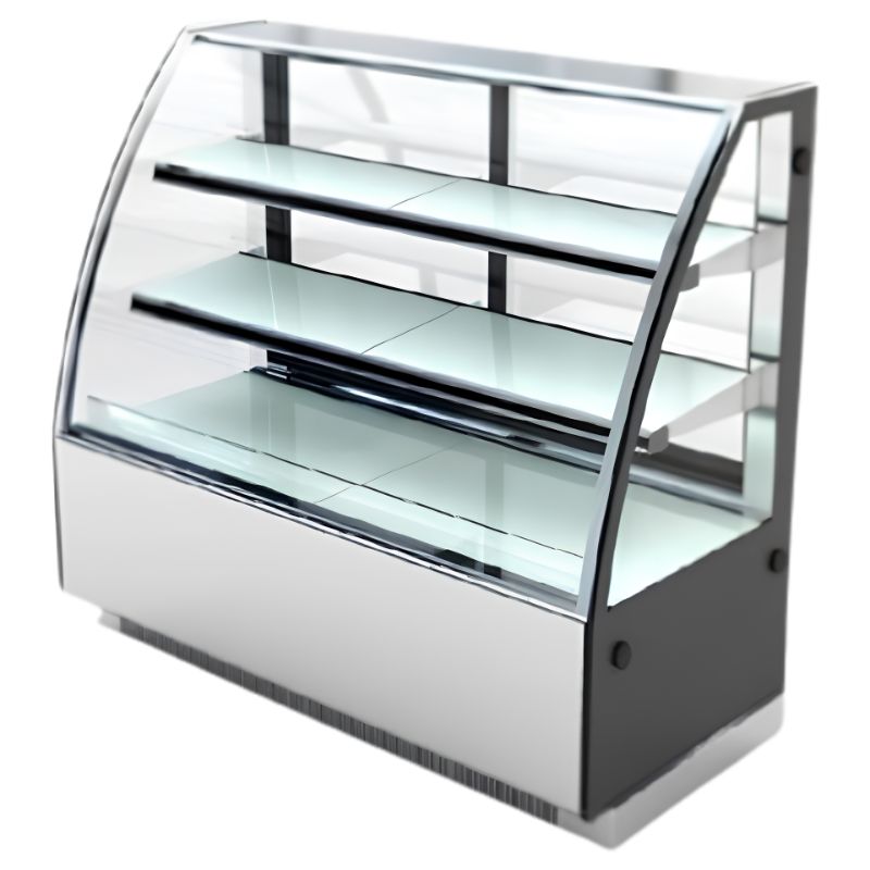 Kegler KG-1500E2 Curved Refrigerated Cake Showcase with 2 Shelves