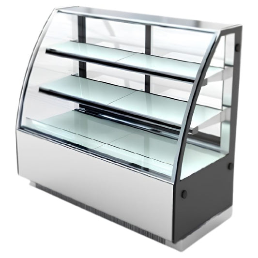 Kegler KG-1500E2 Curved Refrigerated Cake Showcase with 2 Shelves
