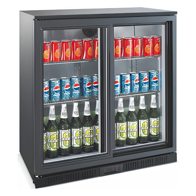 Klimavero FB2S Black Bottle Cooler 208L Double Sliding Door