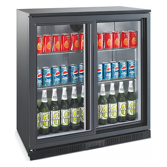 Klimavero FB2S Black Bottle Cooler 208L Double Sliding Door