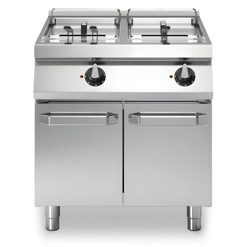 Modular 17+17L Double Tank Commercial Electric Fryer on Cabinet