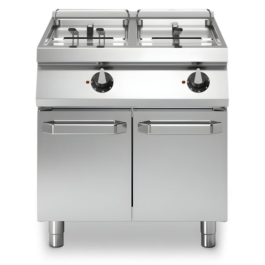 Modular 17+17L Double Tank Commercial Electric Fryer on Cabinet