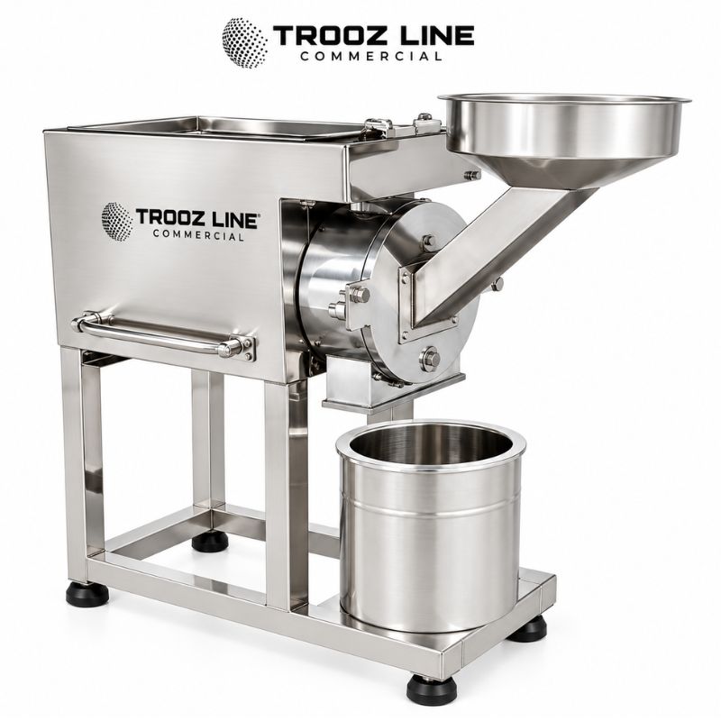 TZ-C238 stainless steel pulverizer machine with 2 HP single-phase motor and 14–17 kg per hour grinding capacity
