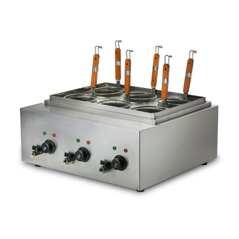 TZ-PC60 commercial pasta cooker with 3 tanks and 6 baskets